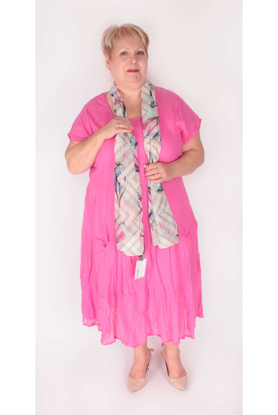 Robe Rose avec poche sur le devant